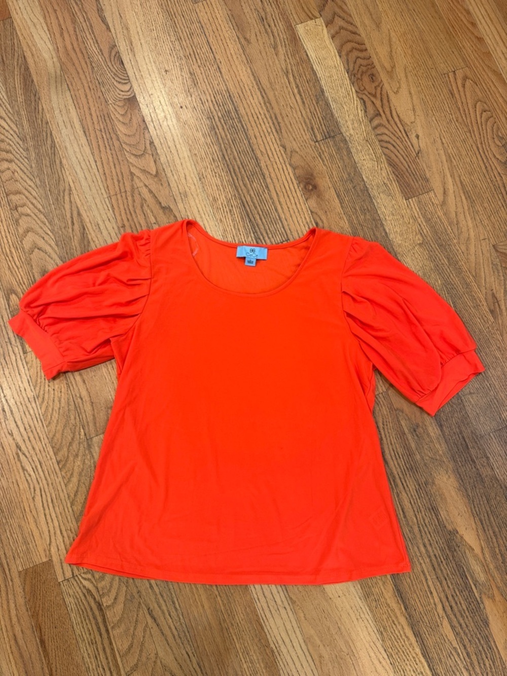 CeCe Bright Coral Puff Sleeve Short Sleeve Tee